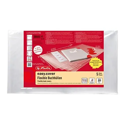 Produktbild: Herlitz easy cover Buchumschlag, transparent, für alle gängigen Buchformate, 5 Stück