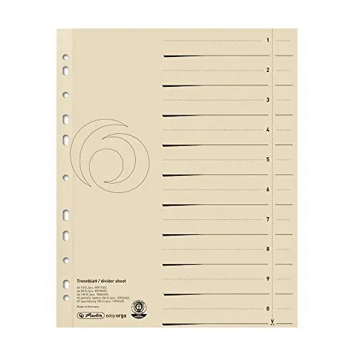 Produktbild: Herlitz Trennblätter aus Manilakarton, A4, 10 Blatt, beige