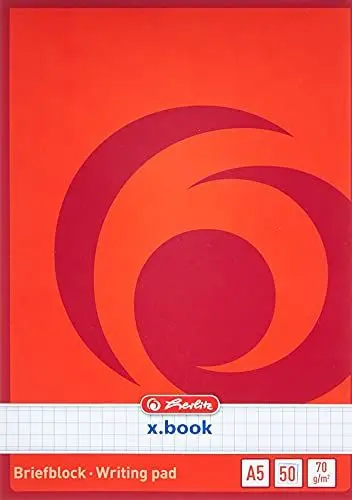 Produktbild: Herlitz 717538 Notizblock A5, kariert, 50 Blatt, weiß, rot