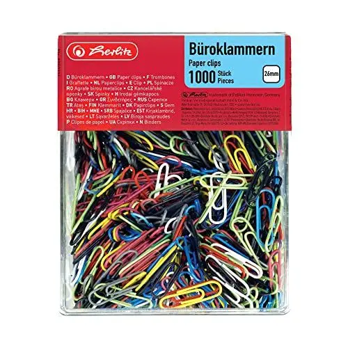 Produktbild: Herlitz 8859134 Büroklammern 26mm, 1000 Stück In Praktischer Aufbewahrungsbox