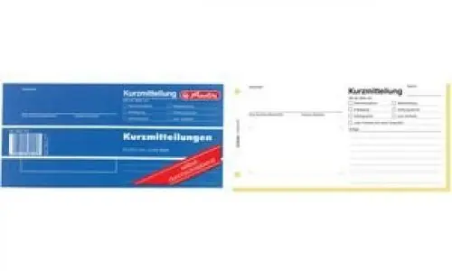 Produktbild: Herlitz Kurzmitteilung, selbstdurchschreibend, 210 x 105 mm, 2 x 40 Blatt