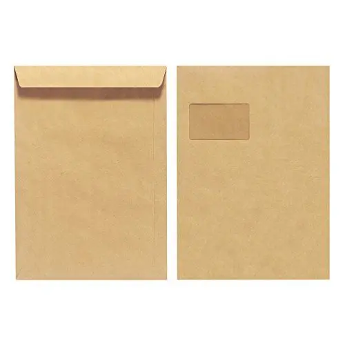 Produktbild: Herlitz Versandtasche C4 90 g Nassklebend mit Fenster, Recyclingpapier, blauer Engel, 10-er Packung, eingeschweißt, braun
