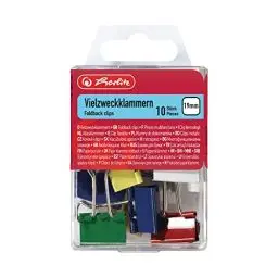 Produktbild: Herlitz Vielzweckklammer 19 mm, Metall, 10 Stück in Hängebox, farbig sortiert