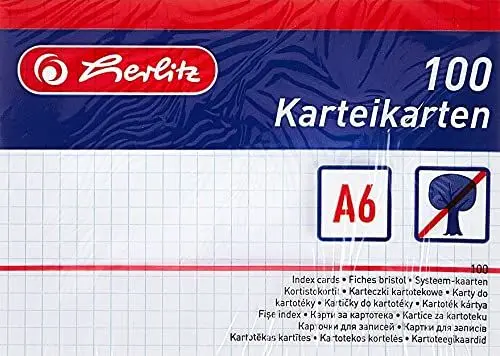 Produktbild: Herlitz Karteikarte, Papier, weiß, kariert, 100
