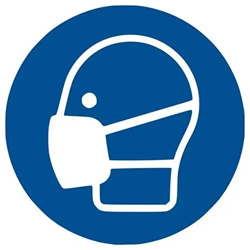 Produktbild: HERMA 12929 Hinweis Aufkleber Mundschutz tragen rund, 20 Aufkleber, Ø 10 mm, 4 pro A4 Bogen, selbstklebend, bedruckbar, wetterfest, ablösbar, Hinweisschilder aus Folie, blau