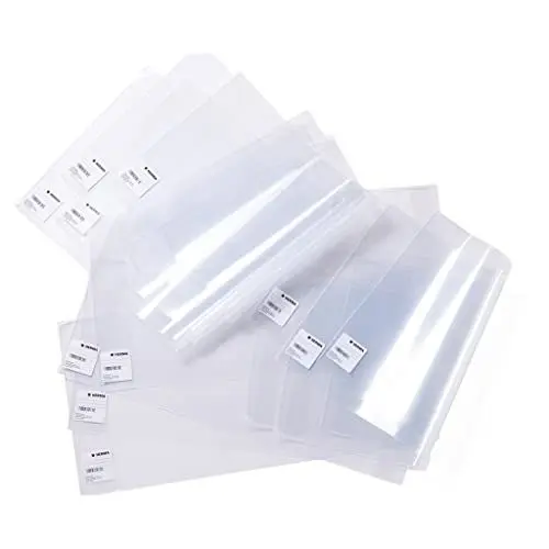 Produktbild: HERMA 14210 Buchumschläge 21 x 38 cm Basic, 10 Stück, Buchhüllen mit Beschriftungsetikett & Kantenschutz aus abwischbarer Polypropylen-Folie, Buchschoner Set für Schulbücher, transparent