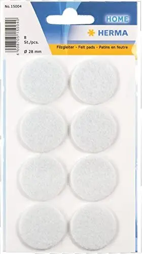 Produktbild: HERMA 15004 Filzgleiter Selbstklebend Weiß Rund, 8 Stück, Ø 28 mm, Möbelgleiter für Stühle Möbel, Bodengleiter aus Filz für Laminat Parkett Hartholzböden
