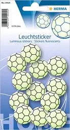 Produktbild: HERMA 15025 Aufkleber Fußball klein mini, 12 Stück, selbstklebend, leuchtende Fussball Wandaufkleber Wandsticker, Leuchtsticker aus Plastik zur Kinderzimmer Dekoration für Kinder Mädchen Jungen
