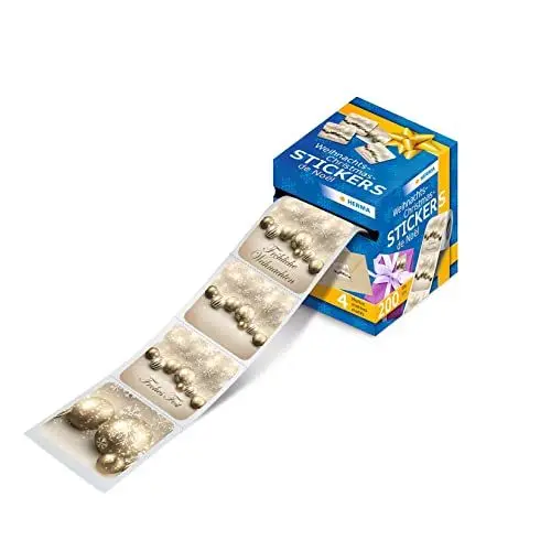 Produktbild: HERMA 15137 Weihnachtssticker, Weihnachtskugeln (200 Aufkleber, Papier, in Spenderbox) selbstklebende Weihnachtsdeko, permanent haftende Etiketten für Weihnachten, Geschenke, Basteln, Adventskalender