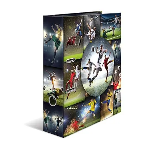 Produktbild: HERMA Ordner A4 Fussball, 7 cm breit, Kinder Ringordner mit Sport Motiv, bunter Aktenordner mit Innendruck für Jungen und Mädchen