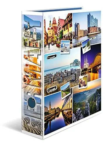 Produktbild: HERMA Ordner A4 Deutschland, 7 cm breit, Kinder Ringordner mit Europa Motiv, bunter Aktenordner mit Innendruck für Jungen und Mädchen