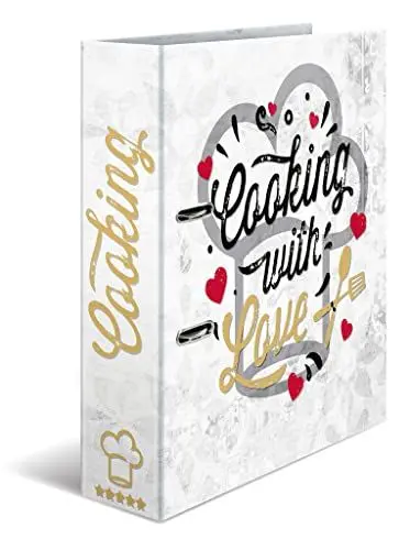 Produktbild: HERMA 19669 Rezeptordner A4 zum Selberschreiben Cooking with Love, 7 cm breit, Rezeptbuch mit Register zum Abheften, Motiv Ringbuch mit Innendruck für Küche & Haushalt für Kochrezepte