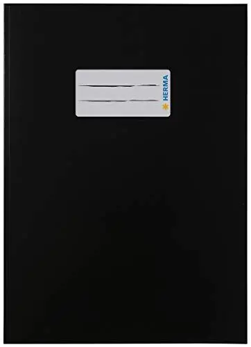 Produktbild: HERMA 19759 Heftumschlag A5 Karton Schwarz, Hefthülle mit Beschriftungsfeld aus stabilem & extra starkem Papier, Heftschoner für Schulhefte, farbig