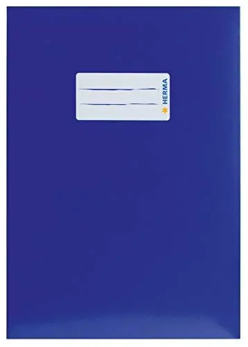Produktbild: HERMA 19765 Heftumschlag A5 Karton Blau, Hefthülle mit Beschriftungsfeld aus stabilem & extra starkem Papier, Heftschoner für Schulhefte, farbig