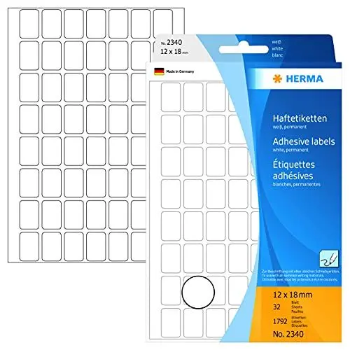 Produktbild: HERMA 2340 Vielzweck-Etiketten, 12 x 18 mm, weiss, Grosspackung