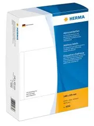 Produktbild: HERMA 4332 Adressetiketten für Schreibmaschinen, 148 x 105 mm, 500 Stück, selbstklebend, matt, einzeln, blanko Papier Adressaufkleber Klebeetiketten Aufkleber, weiß