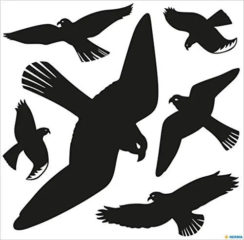 Produktbild: HERMA 5999 Warnvögel Vogel Aufkleber Set für Fensterscheiben groß, 6 Stück, 30 x 30 cm, selbstklebend, ablösbar und wiederverwendbar, Vogelschutz für Fenster aus wetterfester Hart-Folie, schwarz