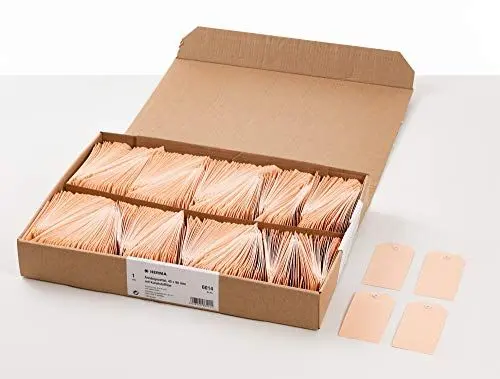 Produktbild: HERMA 6014 Anhängezettel klein, 1000 Stück, 45 x 90 mm, Geschenkanhänger zum Beschriften, Hängeetiketten aus Karton, blanko Papieranhänger Etiketten Anhänger mit Öse, braun