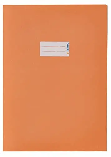 Produktbild: HERMA 5534 Heftumschlag A4 Papier Orange, Hefthülle mit Beschriftungsfeld aus extrem kräftigen Papier & satten Farben, Heftschoner für Schulhefte, farbig