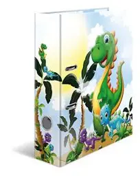 Produktbild: HERMA Ordner A4 Dino, 7 cm breit, Ringordner mit Kindergarten Dinosaurier Motiv, bunter Aktenordner mit Innendruck für Jungen, Mädchen und Kinder