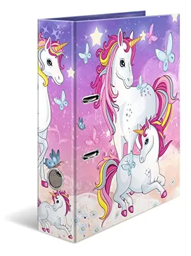 Produktbild: HERMA Ordner A4 Einhorn, 7 cm breit, Ringordner mit Kindergarten Motiv, bunter Aktenordner mit Innendruck für Jungen, Mädchen und Kinder
