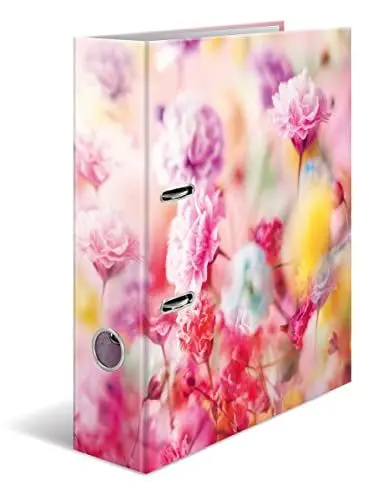 Produktbild: HERMA Ordner A4 Rosa Blüten, 7 cm breit, Kinder Ringordner mit Pflanzen Motiv, bunter Aktenordner mit Innendruck für Jungen und Mädchen