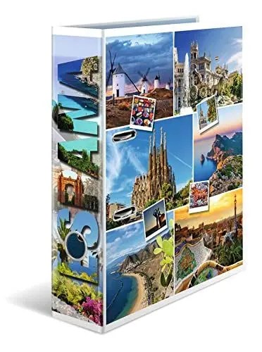 Produktbild: HERMA Ordner A4 Spanien, 7 cm breit, Kinder Ringordner mit Europa Motiv, bunter Aktenordner mit Innendruck für Jungen und Mädchen