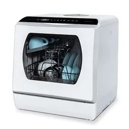 Produktbild: Hermitlux Mini Geschirrspüler, Spülmaschine für 4 Bestecksätze, 5 Liter Wassertank, 6 Programme Mini Tischgeschirrspüler, Perfekt für Wohnungen, Schlafsäle, Camping, Weiß
