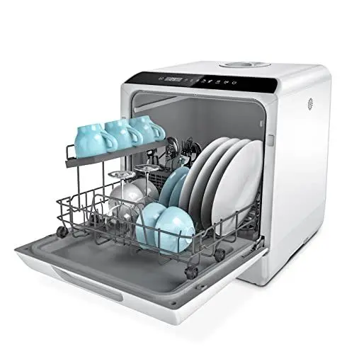 Produktbild: Hermitlux Tischgeschirrspüler, Mini Geschirrspüler mit und ohne wasseranschluss verwendbar, 43 cm breit, Platz für 4 Maßgedecke, Camping nutzbar, 175 kWh/Jahr, weiße