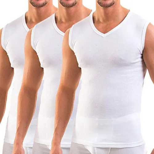 Produktbild: HERMKO 3050 3er Pack Herren Muskelshirt V-Ausschnitt (Weitere Farben) aus 100% Bio-Baumwolle, Größe:D 11 = EU 5XL, Farbe:weiß