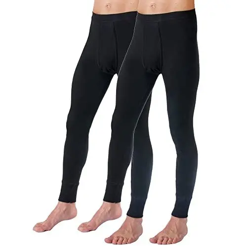 Produktbild: HERMKO 3540 2er Pack Herren Lange Unterhose Long Johns (Weitere Farben) Bio-Baumwolle, Größe:D 5 = EU M, Farbe:schwarz