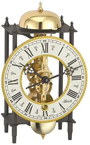 Produktbild: Hermle Uhrenmanufaktur Tischuhr, Schmiedeeisen, Schwarz-Gold, 24cm x 13cm x 9,5cm