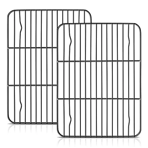Produktbild: Herogo Abkühlgitter 2er-Set, Edelstahl Auskühlgitter mit Antihaftbeschichtung, 29,7 x 23 cm, Rechteckig Kuchengitter zum Braten Backen Grillen Kühlen, Gesund & Ofenfest, Schwarz