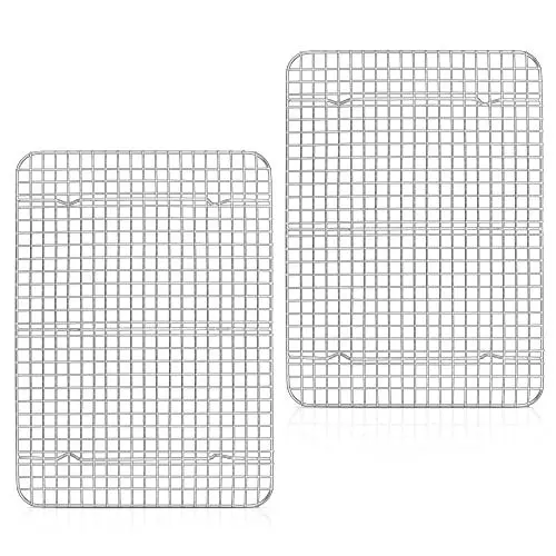 Produktbild: Herogo Großes Abkühlgitter Set, Edelstahl Auskühlgitter 2er-Set, 39x28x2 cm, für Große Backbleche, Rechteckiges Kuchengitter für Kuchen, Kekse, Fleisch, Pizza, Langlebig & Spülmaschinenfest
