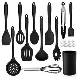 Produktbild: Herogo Küchenhelfer Set, 22-teiliges Silikon Kochutensilien Set mit Utensilienhalter, Hitzebeständiger Kochbesteck Küchenutensilien, Gesund & Antihaft, Spülmaschinenfest, Schwarz