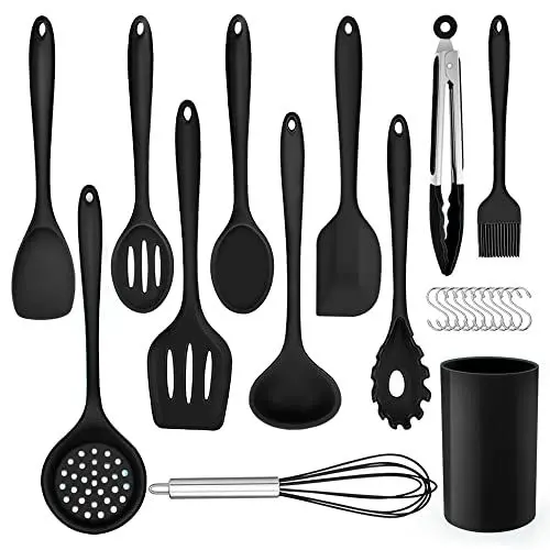 Produktbild: Herogo Küchenhelfer Set, 22-teiliges Silikon Kochutensilien Set mit Utensilienhalter, Hitzebeständiger Kochbesteck Küchenutensilien, Gesund & Antihaft, Spülmaschinenfest, Schwarz
