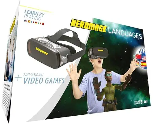 Produktbild: Heromask Virtual Reality Brille Kinder + Sprachenlernen (Geschenke für Kinder): Spanisch, Englisch etc. Lernspiele für Kinder von 5-12 Jahren. Pädagogisches Spielzeug, iOS