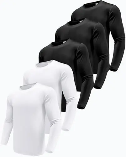 Produktbild: Herren 5er Pack Langarmshirt T-Shirts,UPF 50+ UV Schnelltrocknend Funktionsshirt Laufshirts, Atmungsaktiv Langarm Sportshirt Gym Shirt Outdoor Workout Fitness Oberteil 5P03-S