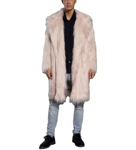 Produktbild: Herren Anzugkragen Kunstwolle Pelzmantel Dicke Warme Jacken Herbst Winter Lange Windjacke