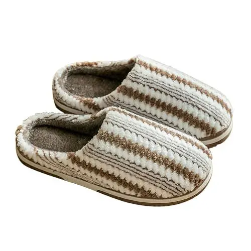 Produktbild: Herren Badelatschen Pantoletten Damen Schwarz Warme pelzige Hausschuhe, Damen-Hausschuhe, Schuhe, halten die Schuhe flach, für Zuhause, Paare, Schlappen Pantoletten Damen mit Fussbett (Coffee, 43)