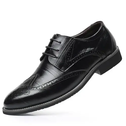 Produktbild: Herren Brogue Anzugschuhe Schnürhalbschuhe Oxford Hochzeit Business Lederschuhe Schwarz 47