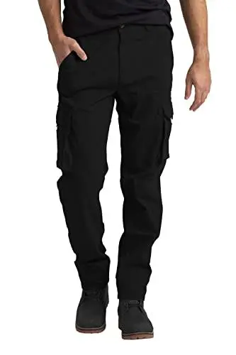 Produktbild: Herren Cargohose Schwerlast Arbeitskleidung Tactical Super Dehnbar Flex Baumwolle Straight Freizeithose 12 Taschen Entspannte Passform Combat Arbeitshose Alle Größen 32W-44W (Schwarz, 38W / 32L)