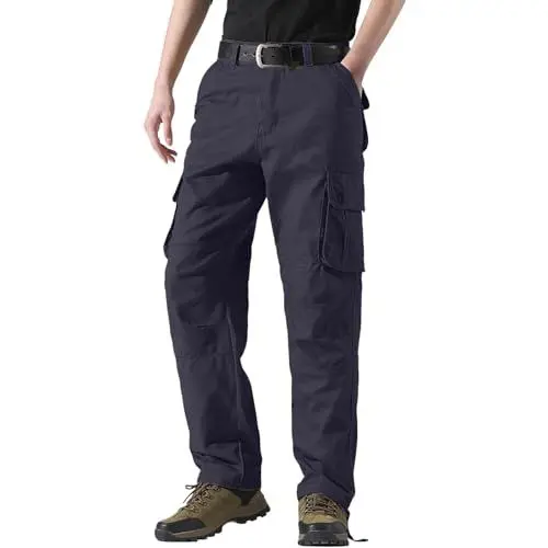 Produktbild: Herren Cargohose aus Baumwolle Regular Fit Hose Outdoorhose Freizeithose Wanderhose Trekkinghose Herren-Cargohosen Taktisch Cargohose Herren Marineblau Schwarze Loose fit Jeans Herren