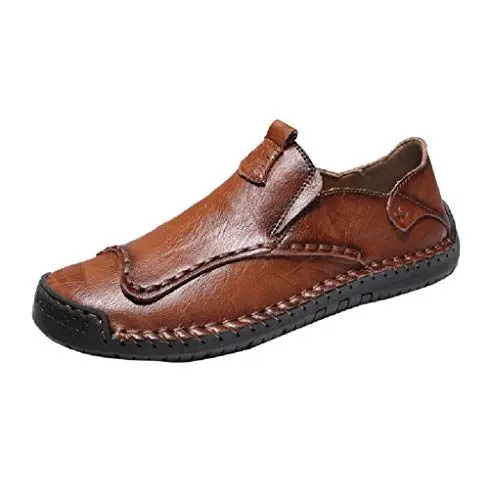 Produktbild: Herren Casual Leder Loafers Fashion Driving Breathable Mokassins Lightweight Slip-on Business Dress Schuhe Outdoor Working Oxford（40 EU,Khaki
