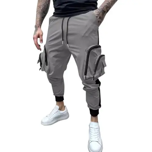 Produktbild: Herren Chino Hose Chinohose Stretchhose Jogginghose Herren Baumwolle Sporthose Casual Freizeithose mit Enger Passform Outdoor Thermohose Herren Hose Mit Gummibund Herren Cargohose MäNner Schwarz