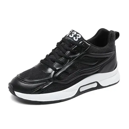 Produktbild: Herren Elevator Sneakers 2,36 Zoll Invisible Höhe erhöhen Heben Schuhe Lace up Breathable Mesh Upper Elevator Schuhe Hidden Heel Trainer Fashion Sneakers Schwarz 44