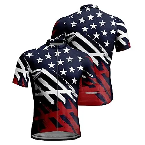 Produktbild: Herren Fahrradtrikot, Kurzarm Radtrikot Fahrrad Trikot Fahrradbekleidung für Männer, Atmungsaktive Cycling Jersey Radsport Bekleidung(Red,M)