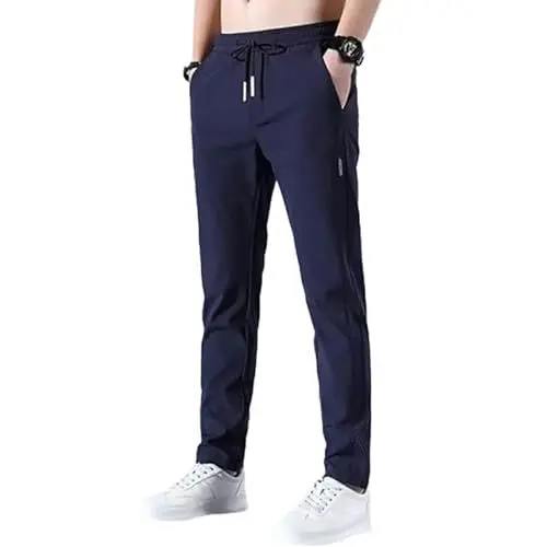 Produktbild: Herren Freizeithose Lang Breite Männer Eisseide Atmungsaktiv Jogginghose Atmungsaktiv Sweathose Geradem Bein Tuchhose Laufhose Trainingshose Loungewear Haremshose, S-5Xl