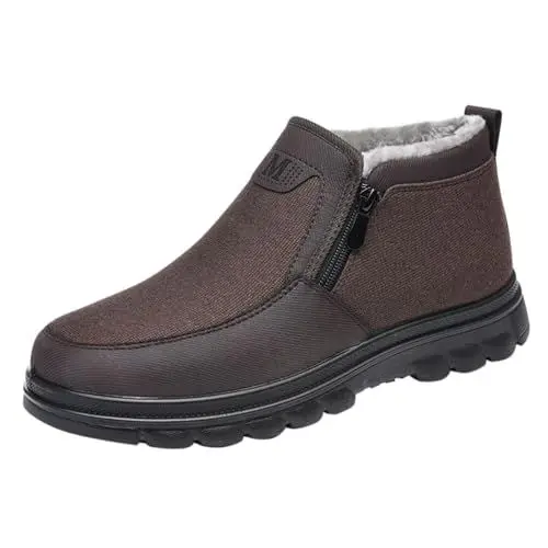 Produktbild: Herren Frühling und Winter Große Größe Plus Samt Plus Dicke Unterseite Seitlicher Reißverschluss Lässig Weiche Unterseite Leichte Unterseite Warme Kalte Schneestiefel Schuhe Herren 420 (Coffee, 41)