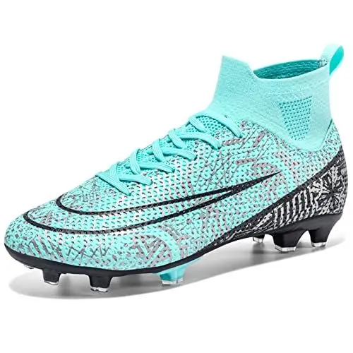 Produktbild: Herren Fußballschuhe Professionelle High Top Spikes Jugend Kinder Training Fußballschuhe Fußballstiefel Sportschuhe Anti-Rutsch Trainers cd/Cyan 41